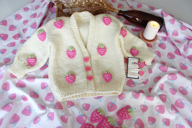 baby fresa strawberry baby cardigan