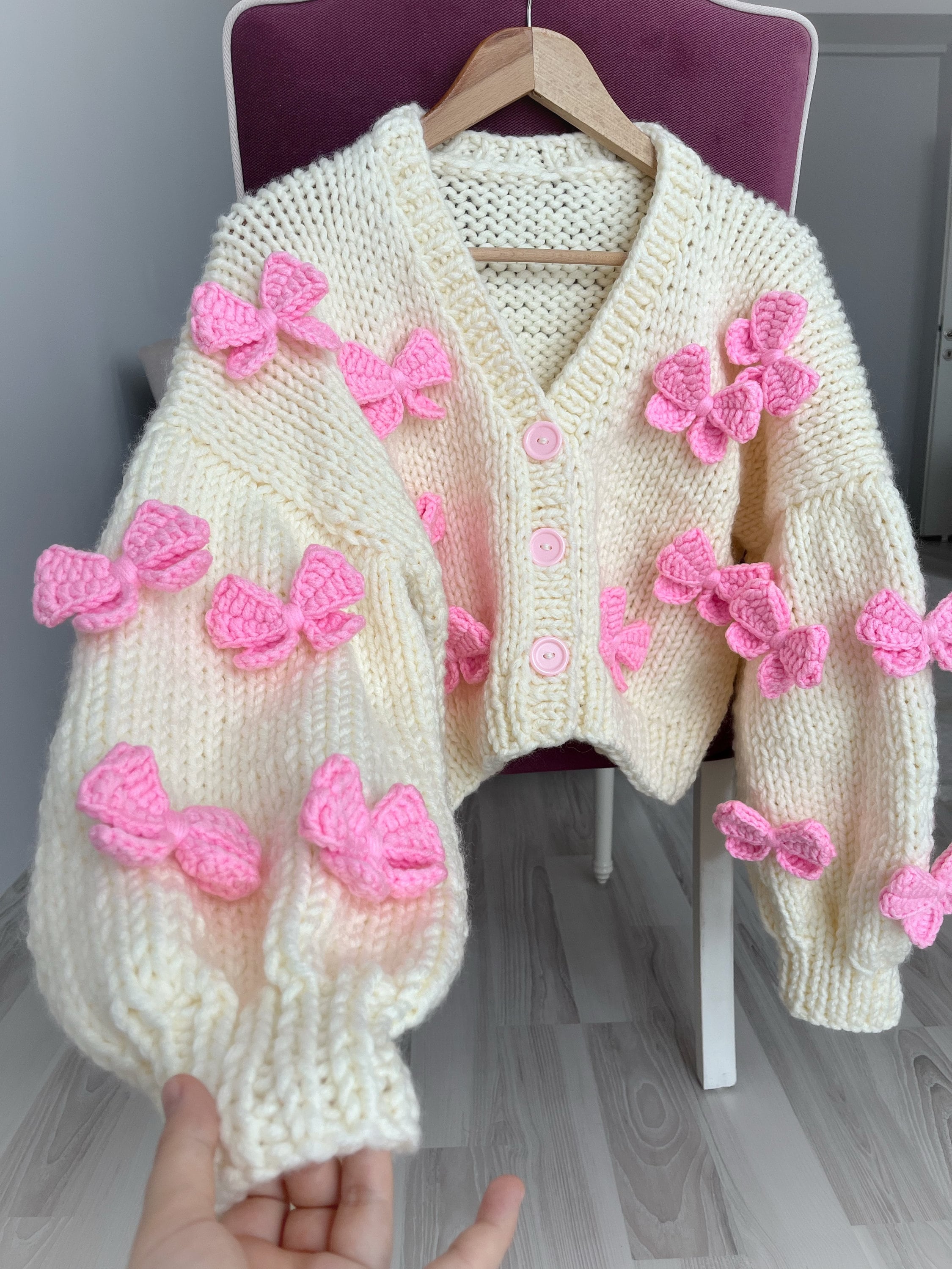 トップス andmary Lacey ribbon cardigan pink Lacey ribbon cardigan pink andmary（Women's Y2K Crop
