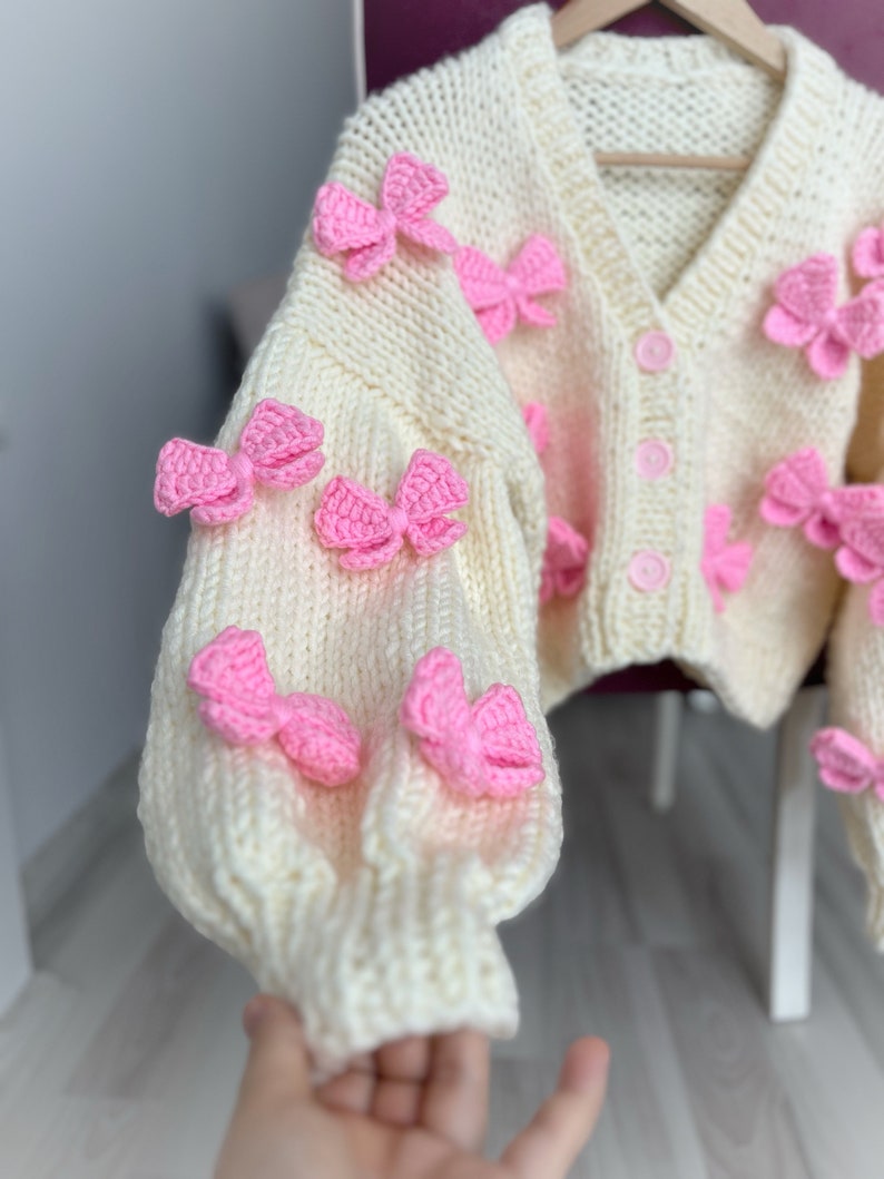 Blue Knit Bows Cardigan