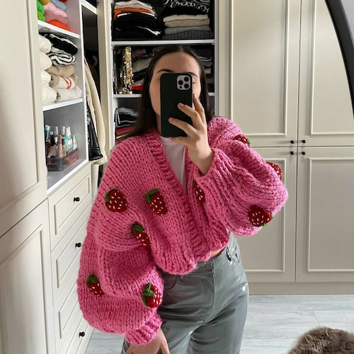 Andmary Lacey ribbon cardigan pink（Buy Pink Sweaters