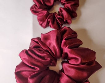 Burgundy Scrunchies/ Satin Scrunchies/ Red Scrunchies/ Fabric Scrunchie/ Burgundy Mini Scrunchies/ XL Scrunchies