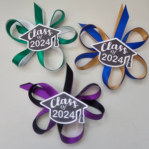 Graduation Bows | Lei Accessories | Lei Decals For Graduation Leis | Class of 2024 | Ribbon Bows