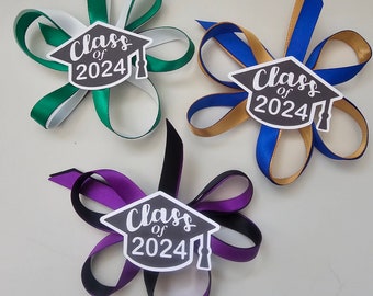 Graduation Bows | Lei Accessories | Lei Decals For Graduation Leis | Class of 2024 | Ribbon Bows