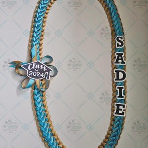 Graduation lei with name | Double braided | Hawaiian style | ribbon | lei | Class of 2025 | Personalized gift for graduation |