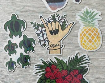 Hawaii Stickers | Tropical stickers | Hawaii inspired stickers | Waterproof decals | Glitter stickers | Stationery gifts| Gifts for her