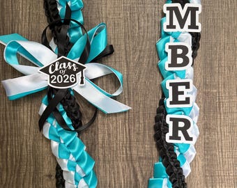 3 Color Grad Lei | Hawaiian Style Lei | Graduation Lei With Name | Class of 2026 | Graduation Gift | Double Braided Twist Lei |