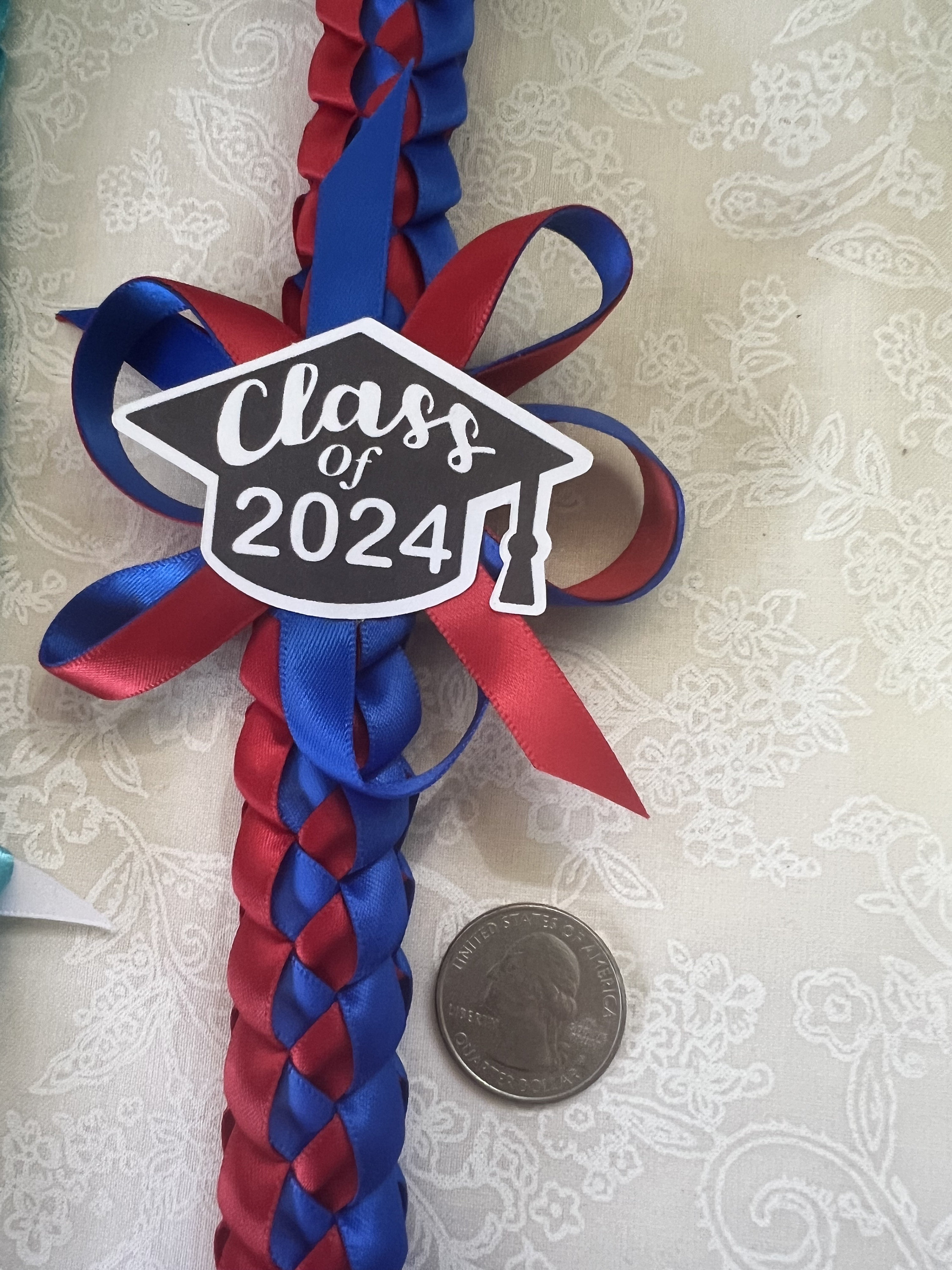 Graduation lei with Class of 2025 bow  | Single Braided Lei || Customized | Graduation gift