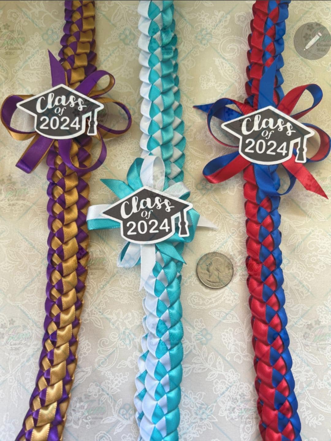 Graduation lei with Class of 2025 bow  | Single Braided Lei || Customized | Graduation gift