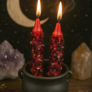 Red Passion Spell Candle: Dressed with Herbs & Altar Oil