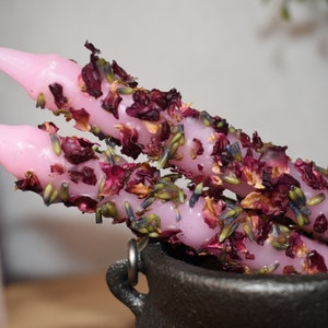 Love Spell Candle: Pink Dressed Intention Candle with Herbs