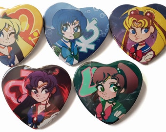Sailor Moon Heart Shaped Buttons