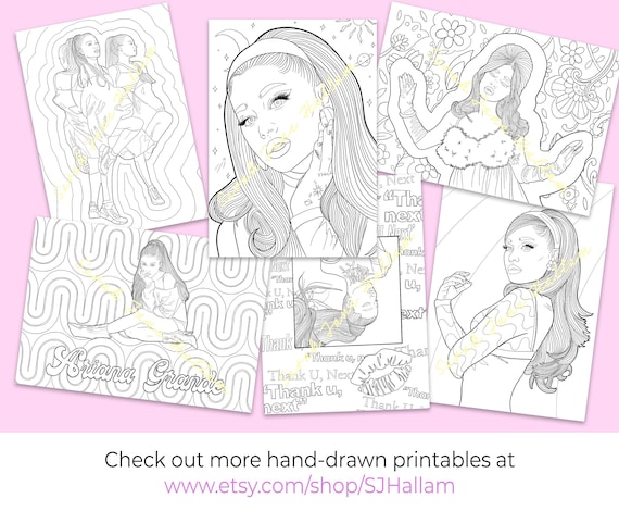 ariana grande coloring page bundle printable etsy