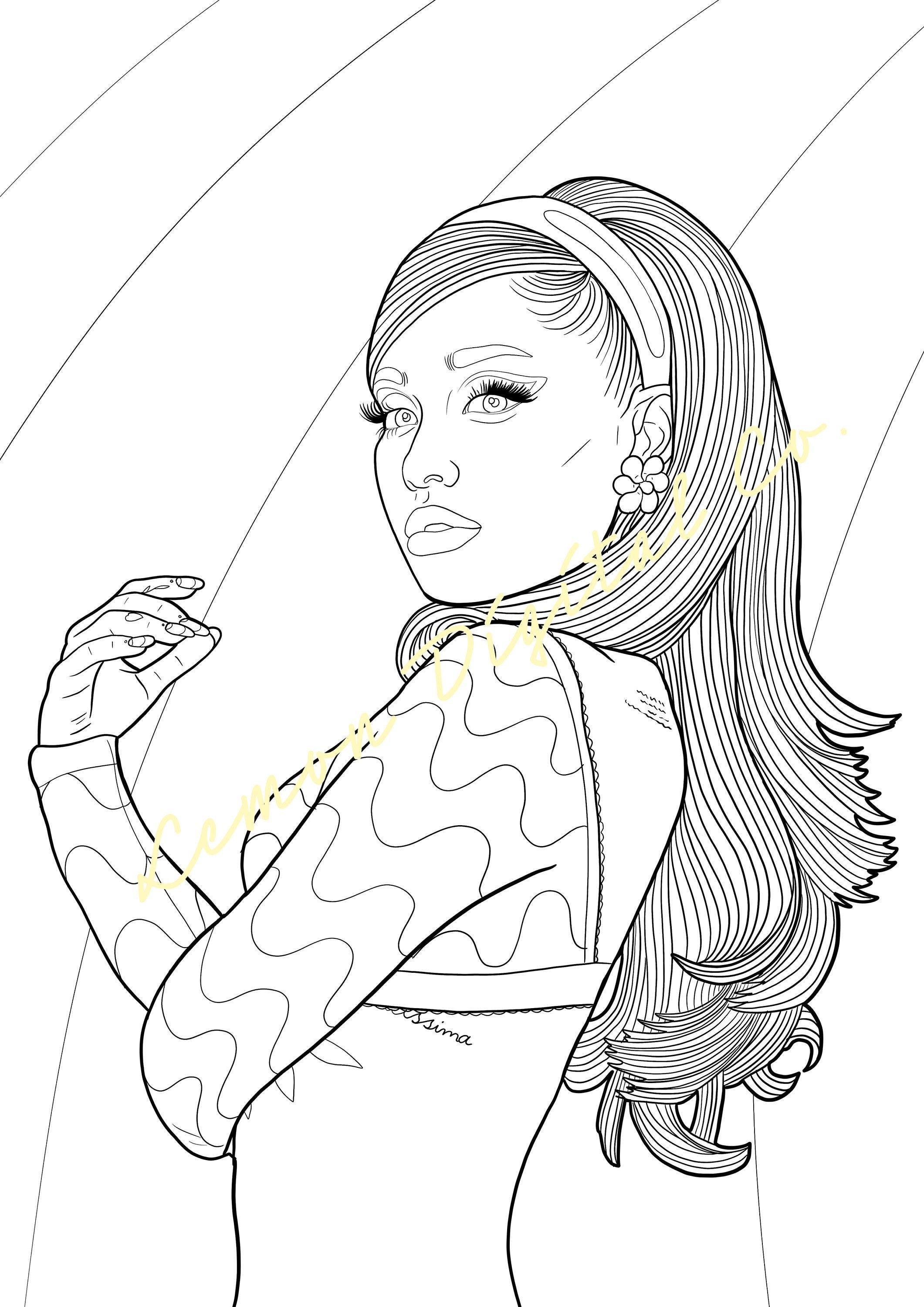 Ariana Grande Poster Coloring Book Page Printable PDF Download | Etsy