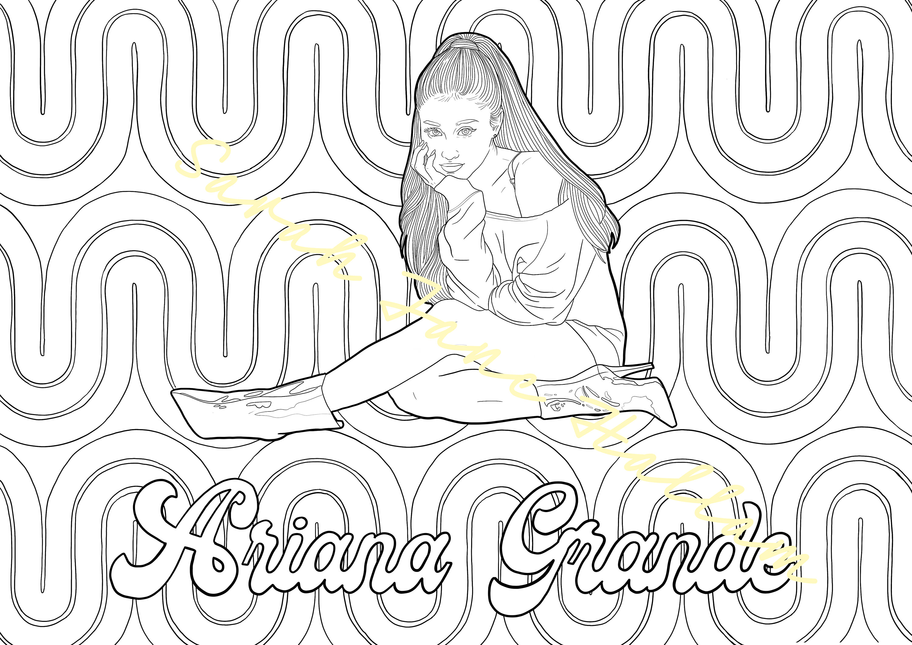 ariana grande poster coloring book page printable pdf download etsy canada