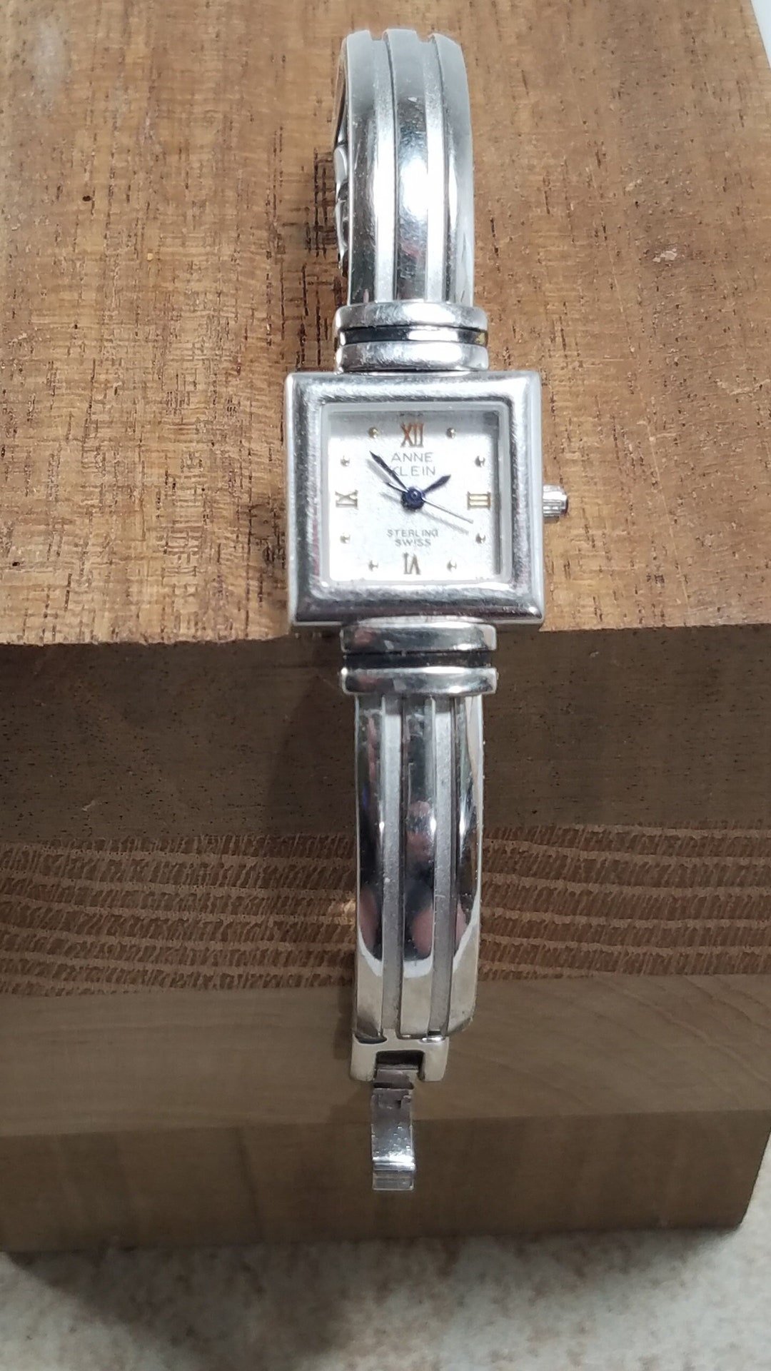 Anne Klein 925 Sterling Silver Square Face Swiss Watch