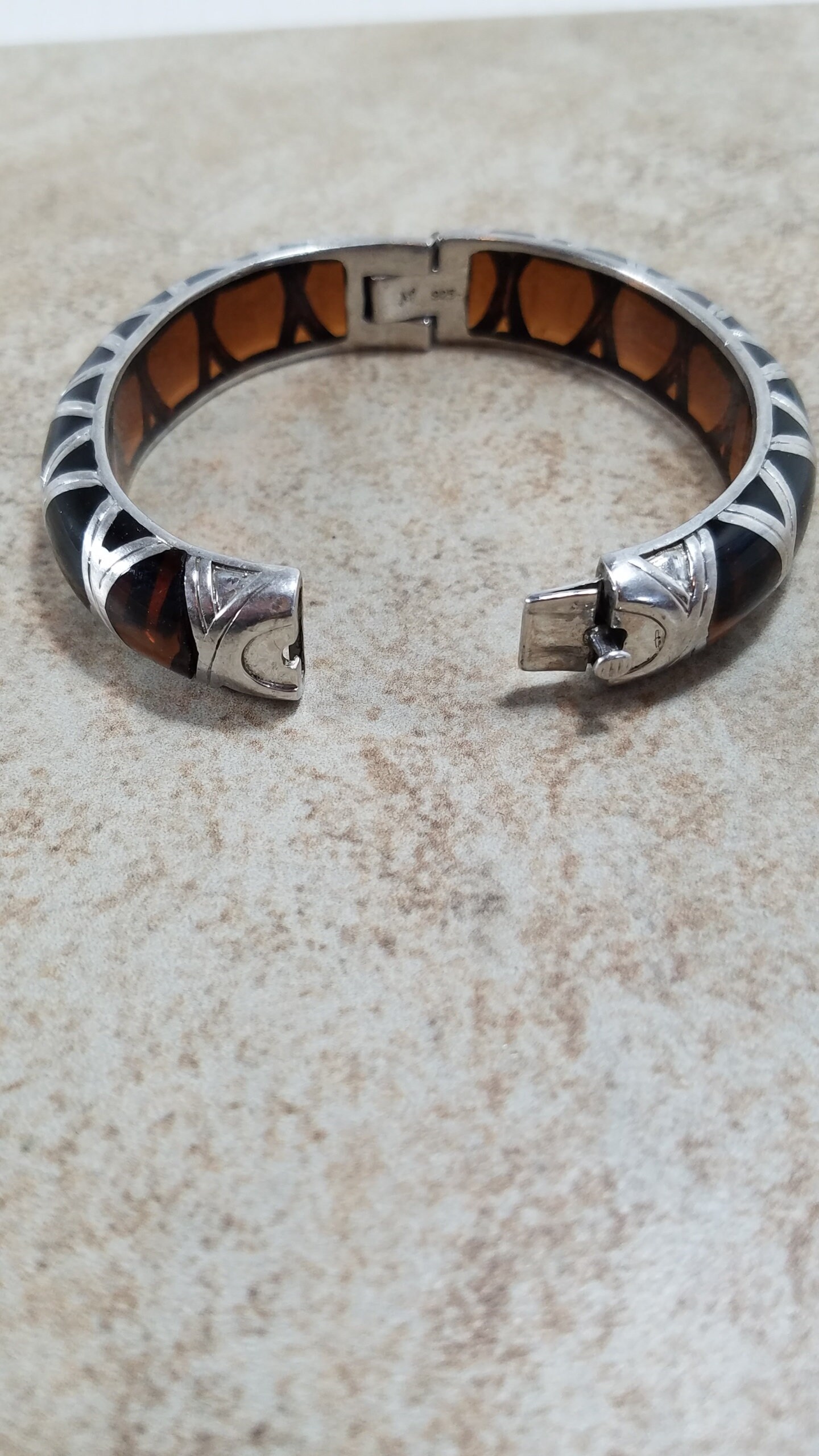 Bangle Bracelet Sterling Silver Convex Onyx AP (VBM0496) - Etsy