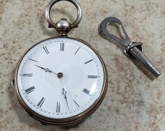 Antique Key Wind Pocket Watch Silver case (VBM0653) Marked 1833 Not Working