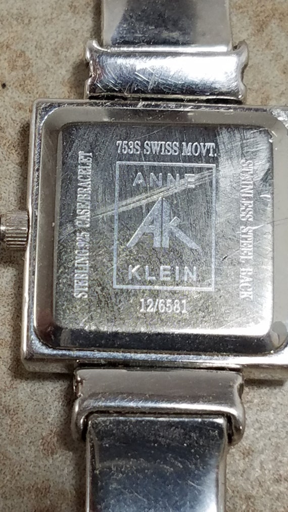 Anne Klein 925 Sterling Silver Square Face Swiss Watch