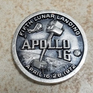 Apollo 16 NASA Mission Metal Struck by Balfour in Pewter (VBM0408)