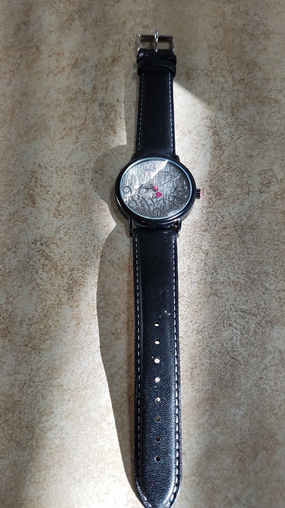 Betsey Johnson Women's Black Leather Strap Watch (