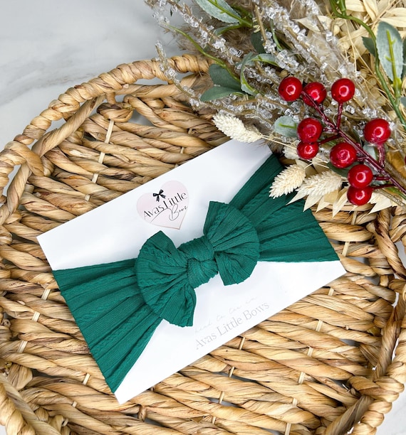 Christmas Emerald Green Cable Knit Bow Headband | Newborn  display picture 2