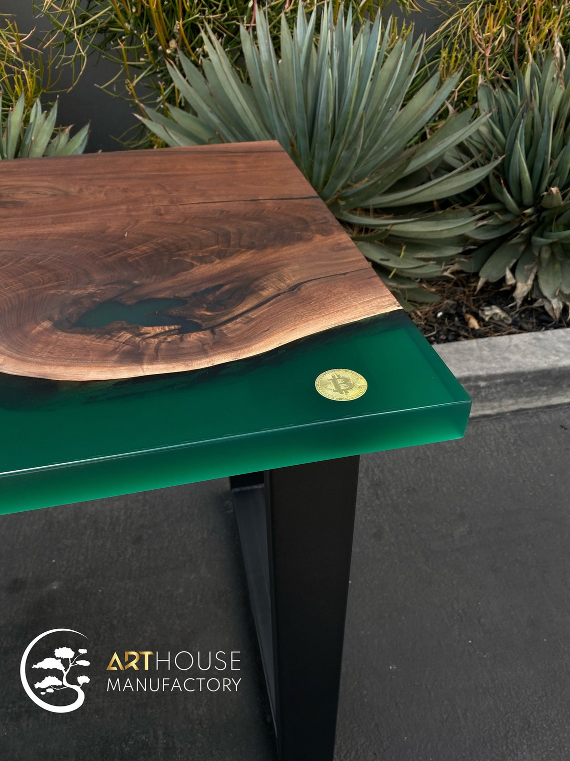 Custom Epoxy Resin Table Office Desk Live Edge Black Etsy