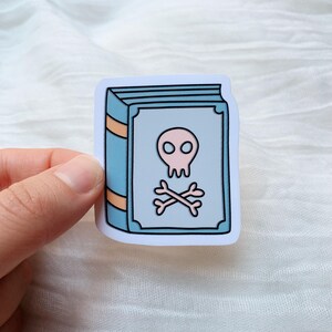 Spooky Book Vinyl Sticker l Water Bottle Sticker l Spell Book Sticker l Spooky l Skull l Skeleton