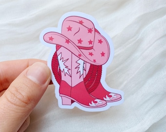 Pink Cowgirl Boots Sticker, Western Country Girl Decor