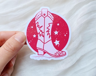 Pink Cowgirl Boots Vinyl Sticker, Western Bachelorette Party Favor