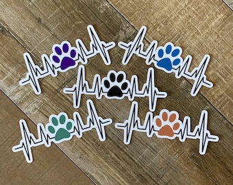 Paw Print & Heart Rate Waterproof Sticker l Veterinary Sticker l Vet Med Sticker l Veterinary Nurse l Veterinary Medicine