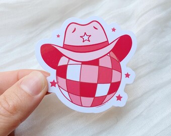 Pink Cowgirl Disco Ball Sticker - Country Western