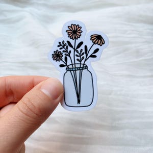 Mason Jar Floral Vinyl Sticker l Water Bottle Sticker l Mason Jar l Flowers