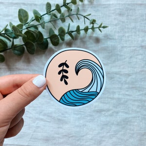 Ocean Wave Vinyl Sticker l Beach Sticker l Beach Vibes l Water Bottle Sticker