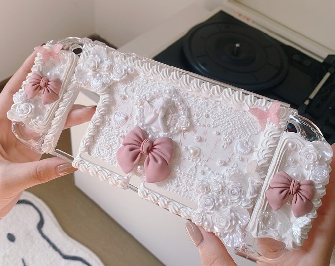 Pink Ribbon Bow Angel White Baroque Decoden Switch/switch Lite Case - Etsy