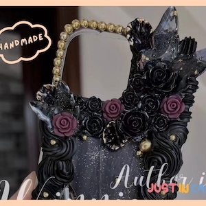 Dark Butterfly Gothic Style Decoden Phone Case | Baroque Style Hand-Made Phone Case