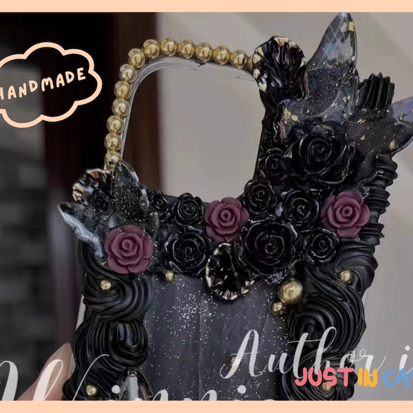 Dark Butterfly Gothic Style Decoden Handytasche | Barock Stil Handgemachte Handytasche