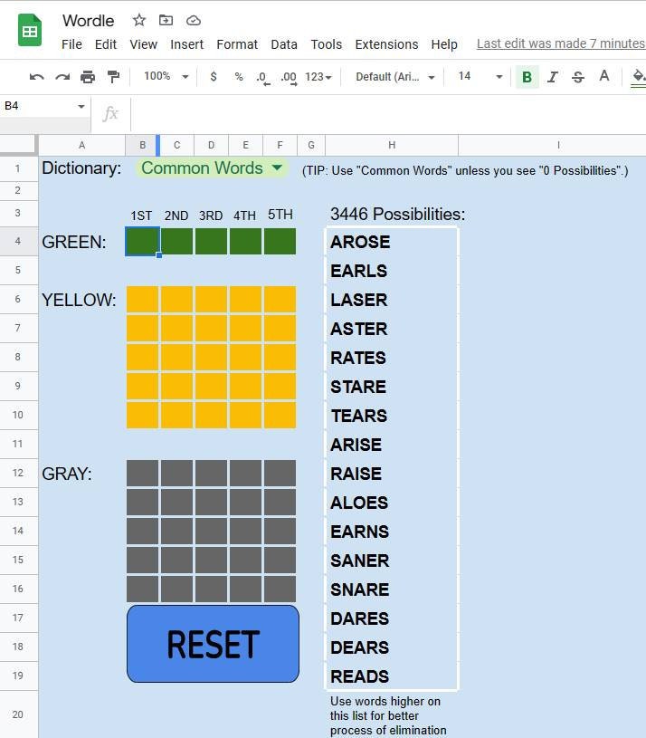 Wordle Helper or Solver Spreadsheet - Etsy