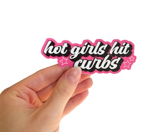 Hot Girls Hit Curbs Sticker / Waterbottle Sticker / Pink Sticker