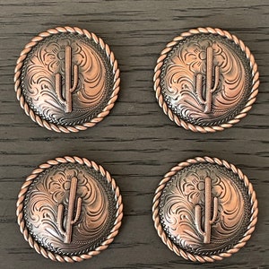 Lot of 4 1.5" Antique Copper Cactus Conchos