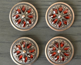 Lot de 4 conchos à visser en forme de selle Western Argenté 2,5 cm
