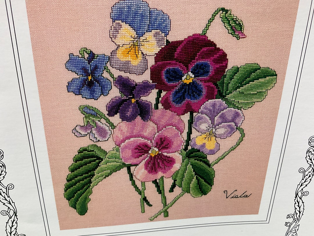 Pansies, Violas, and Violets Cross Stitch Pattern & Instructions by the