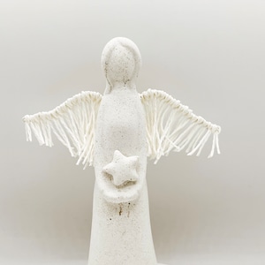 Large angel made of real concrete approx. 23 cm | Guardian angel white | Lucky angel | Gift | simple