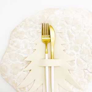 Christmas tree cutlery holder made of felt I Natural I Cream I Table decoration I XXL large 28 cm I beige I Handmade I Christmas tree I Christmas