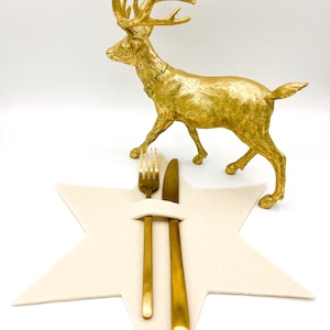 Star cutlery holder made of felt I natural I cream I table decoration I XXL large 28 cm I beige I handmade