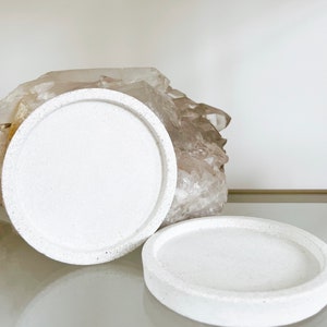Real concrete cup coaster white 10.5cmx1.5 cm baptism candle plate birthday wedding | candle coaster | communion | table decoration |
