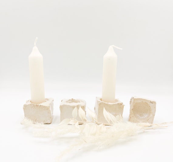 Bougeoirs En Céramique Blancs - Lot De 10 - Pour Bougies Tige - Décoration Mariage, Fête