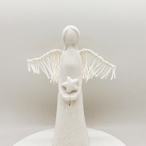 Large angel made of real concrete approx. 23 cm Christmas Christmas angel | Guardian angel white | Lucky angel | Gift | simple