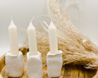Keramik Kerzenhalter natur weiss ca 8 cm für Stabkerzen 100% Handmade | Tischdekoration | Hochzeit | Verlobung | Taufe | Standes