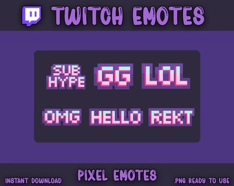 Twitch Pixel Emotes / Pixel Text Emotes For Twitch / Twitch Badges / Bit Bagdes / Overlays / Pixel Word Badge / Gaming Pixel Emotes