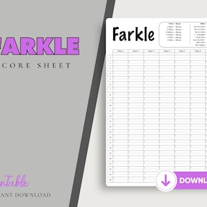 Farkle Score Card Sheet Printable, Instant Download Refill Sheets
